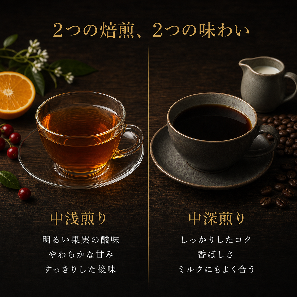 中浅煎りと中深煎りの味わい比較